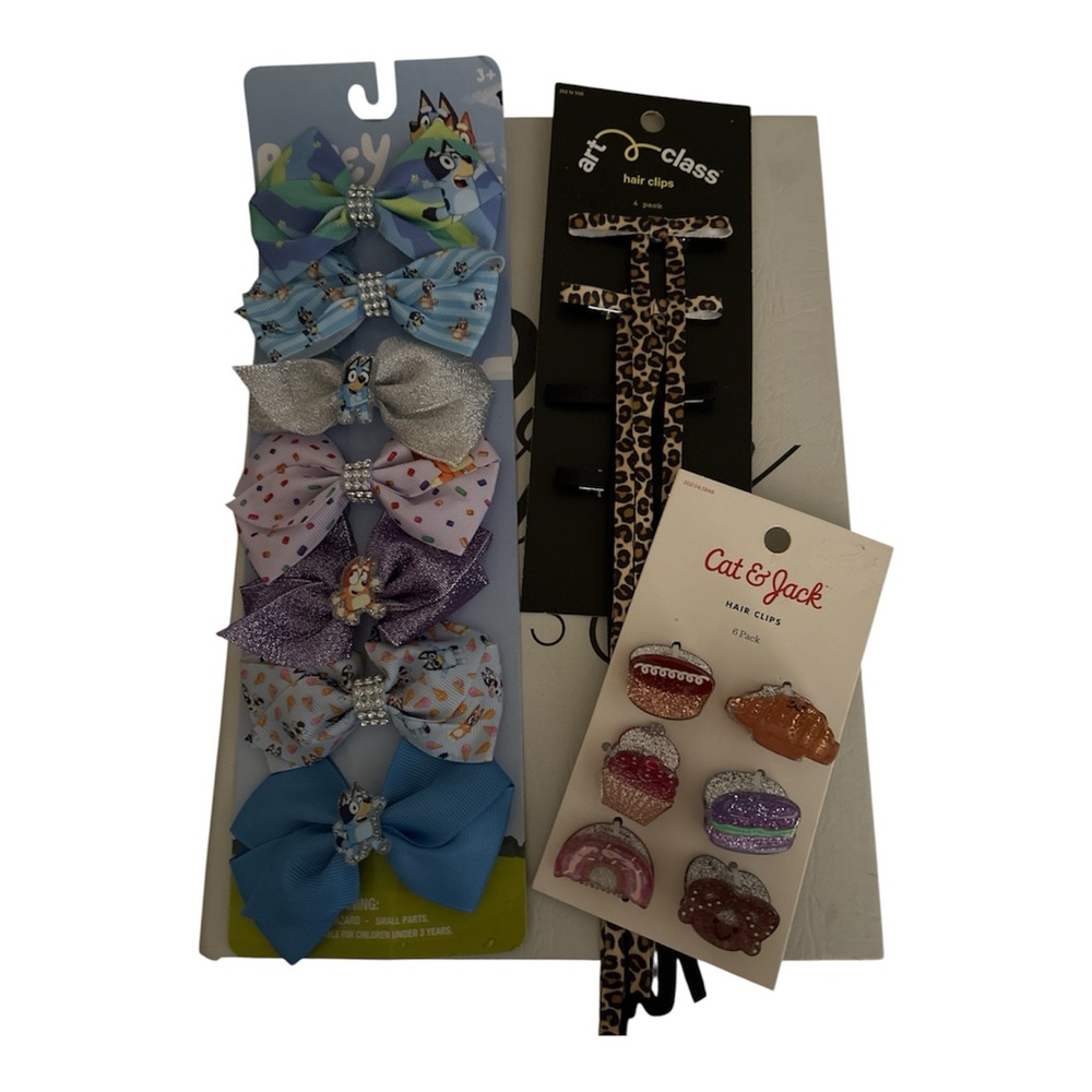 Cat & Jack Colorful Hair Clips and Bows Set (Bluey) (art class)